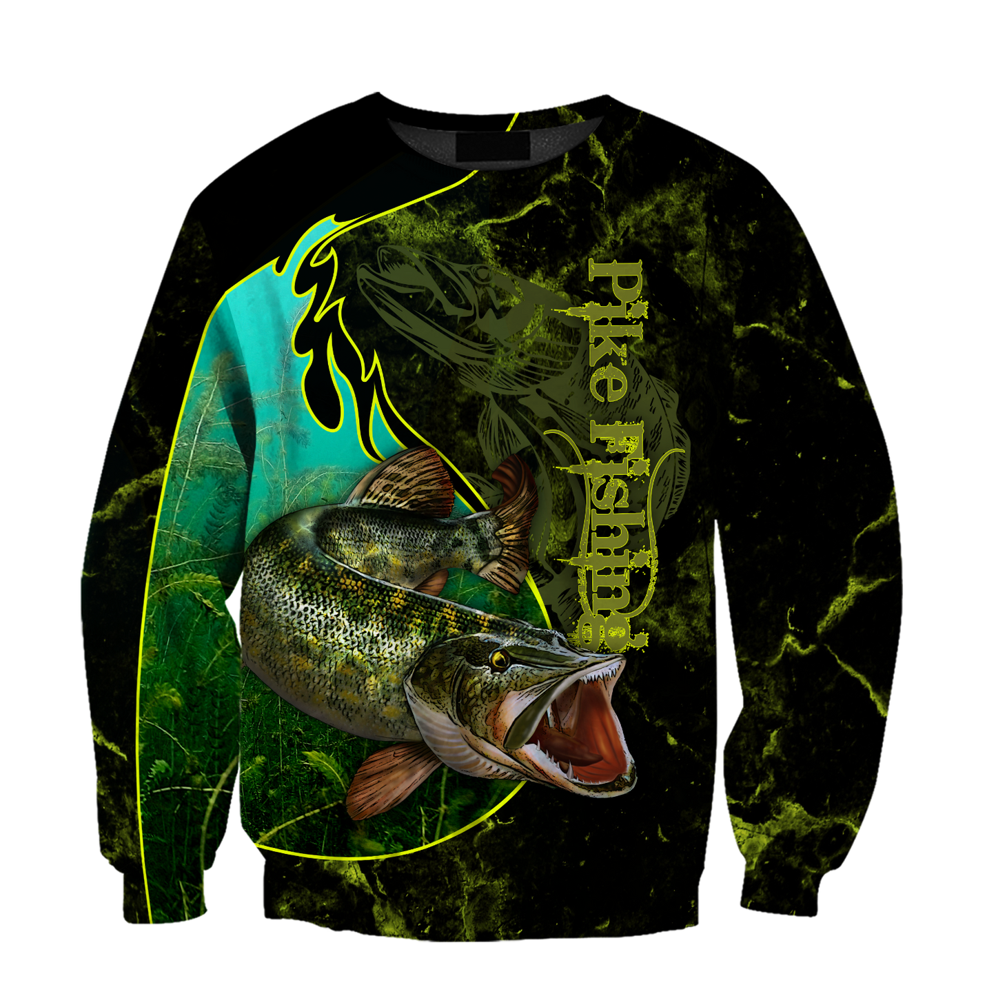 Northern Pike fishing underwater Yinyang camo 3d print shirts