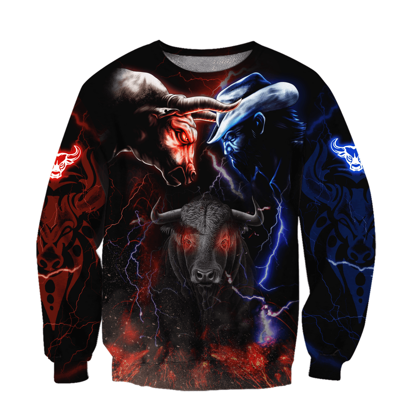 Tmarc Tee Bull Riding Red Blue Fight 3D All Over Printed Unisex Shirts
