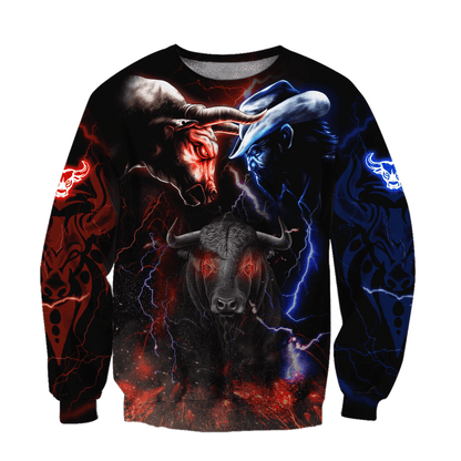 Tmarc Tee Bull Riding Red Blue Fight 3D All Over Printed Unisex Shirts