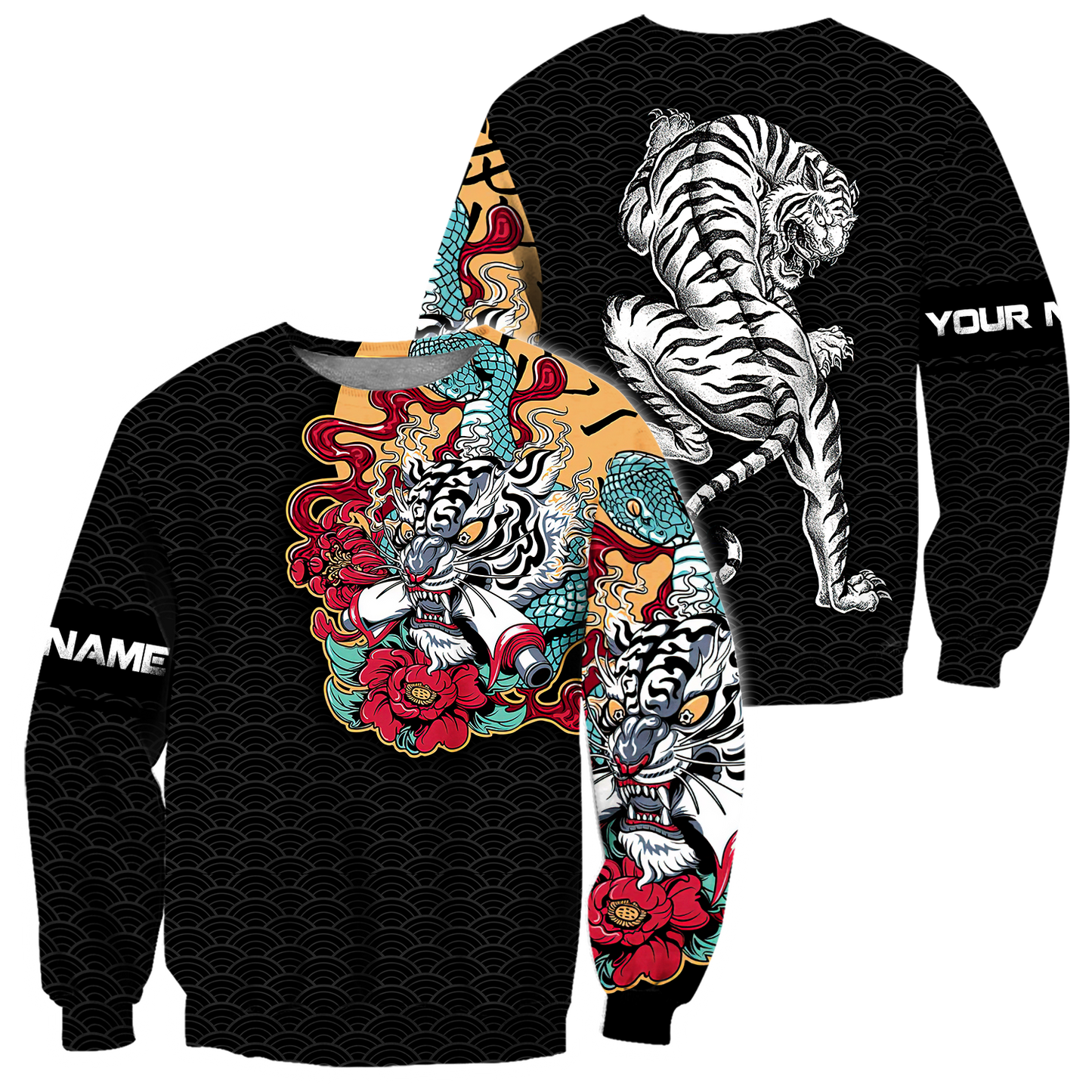 Custom Name Japanese Tiger 3D All Over Printed Unisex Shirts