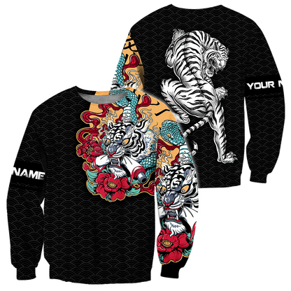 Custom Name Japanese Tiger 3D All Over Printed Unisex Shirts