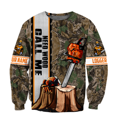 Customize Name Chainsaw 3D All Over Printed Unisex Shirts Need Wood Call Me