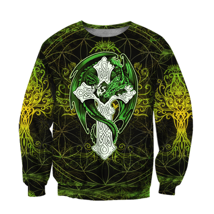 Celtic Dragon Cross Irish Saint Patrick's Day 3D All Over Printed Unisex Shirts TN
