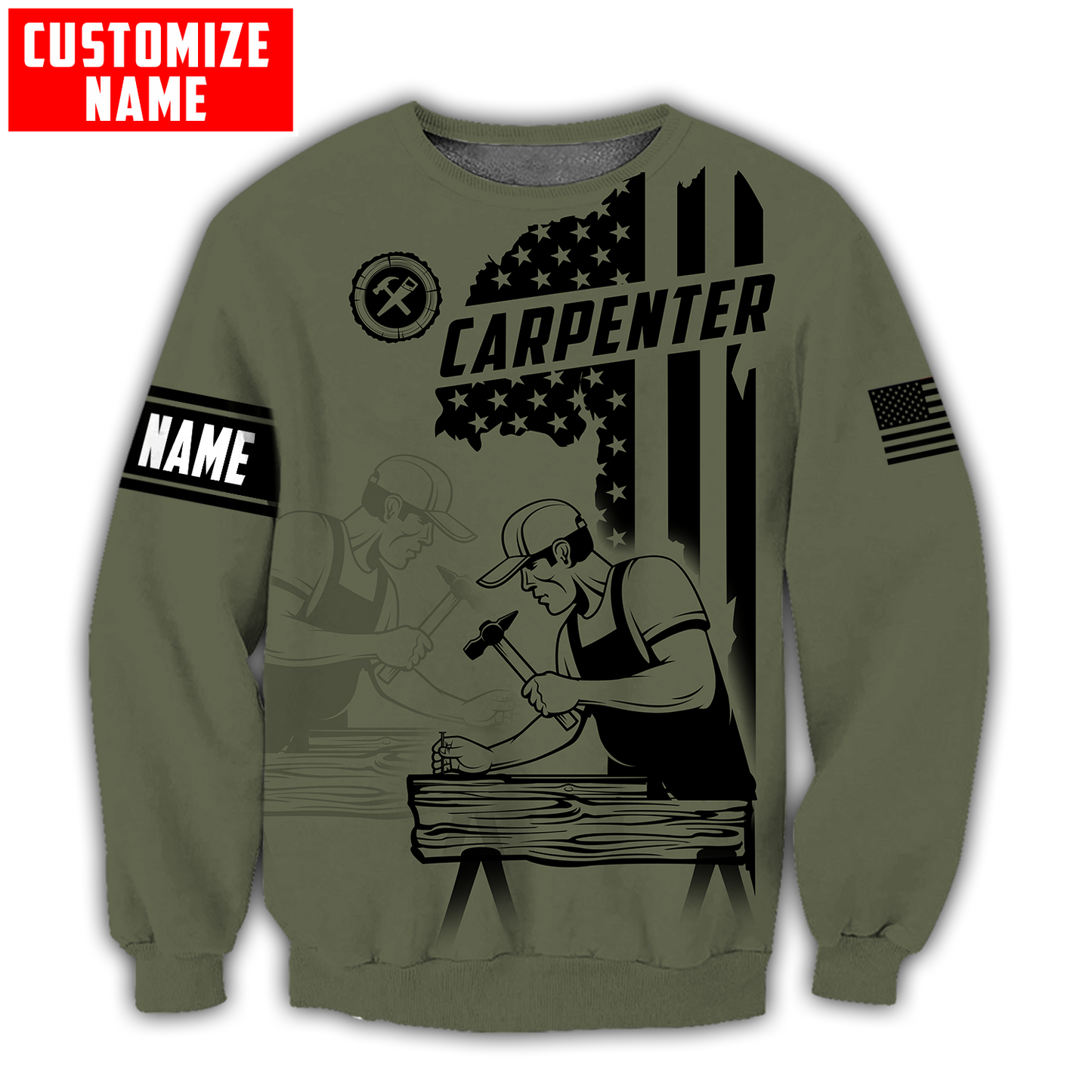 Personalized Name Carpenter 3D All Over Printed Unisex Shirts American Carpenter Ver 3