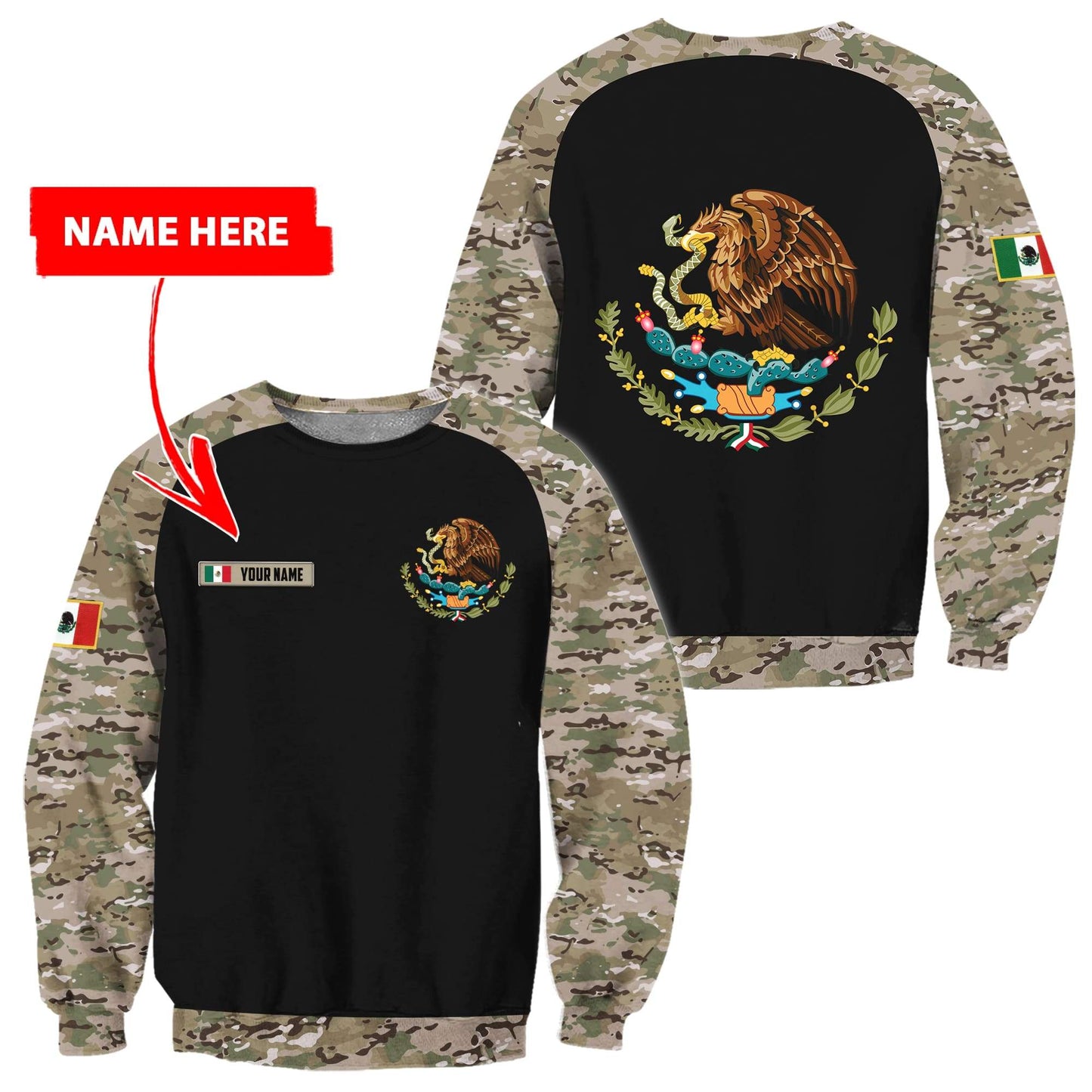 Mexico Coat Of Arms no02 Personalized Name 3D Unisex Shirts