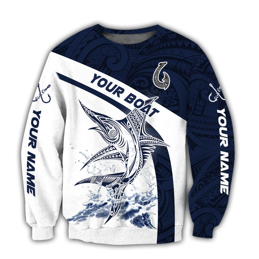 Amazing Polynesian Marlin Billfish Fishing Personalized Unisex Hoodie ML