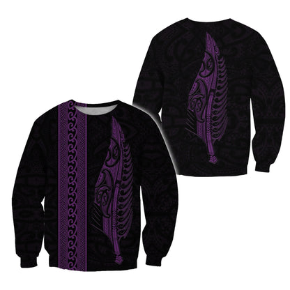Maori Silver Fern Purple 3D All Over Printed Unisex Shirts