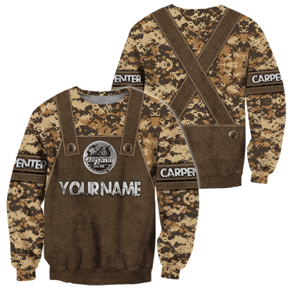 Personalized Name Carpenter 3D All Over Printed Unisex Shirts Camo