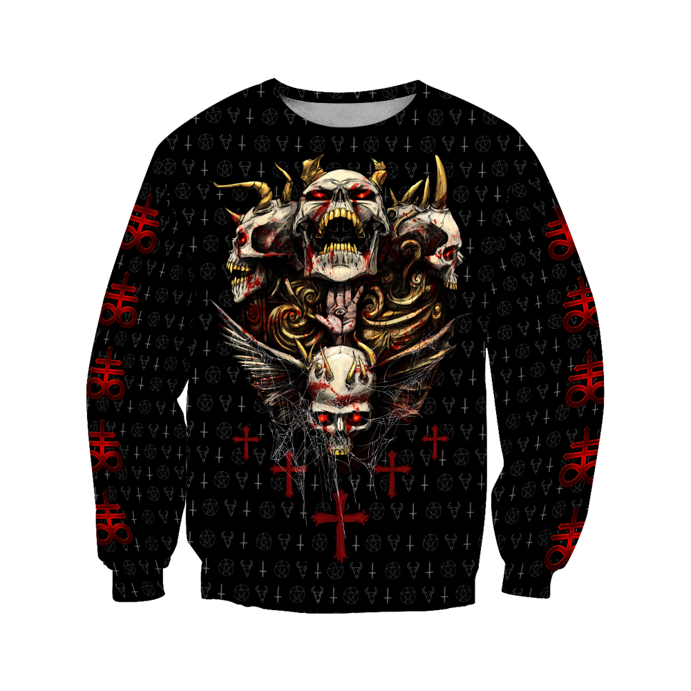 Red Eyes Skull Hoodie For Men And Women