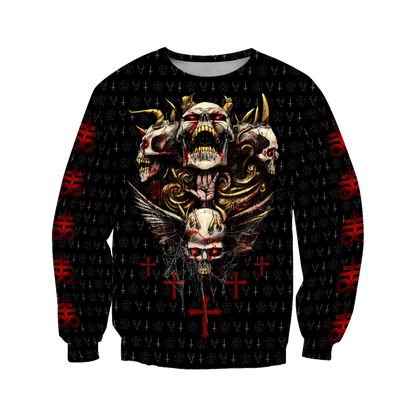 Red Eyes Skull Hoodie For Men And Women