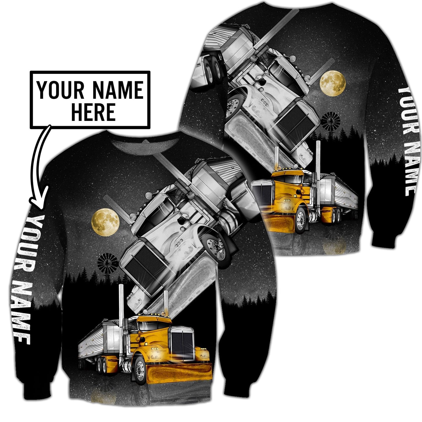 Premium Trucker Personalized Name 3D All Over Printed Unisex Shirts