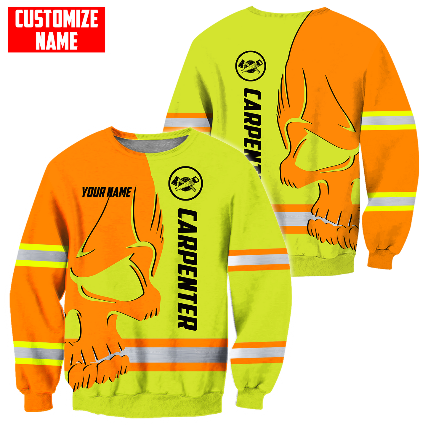 Personalized Name Carpenter 3D All Over Printed Unisex Shirts Safety Skull