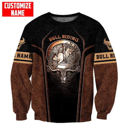 Tmarc Tee Personalized Name Bull Riding Metal Logo 3D All Over Printed Unisex Shirts