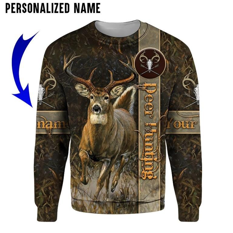 Personalized Name Deer Hunting 3D All Over Printed Unisex Shirts Brown Camo