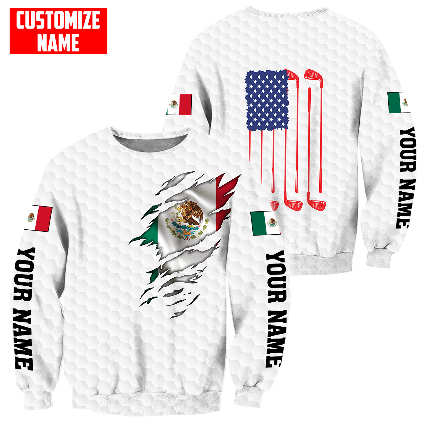 Persionalized Mexico 3D All Over Printed Unisex Shirts