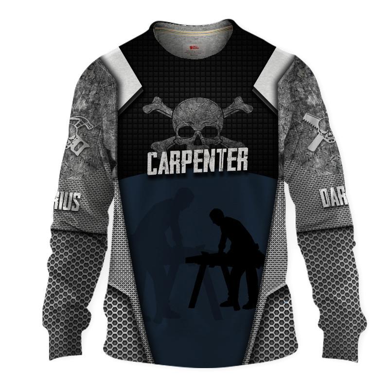 Personalized Name Carpenter 3D All Over Printed Unisex Shirts Metal Skull