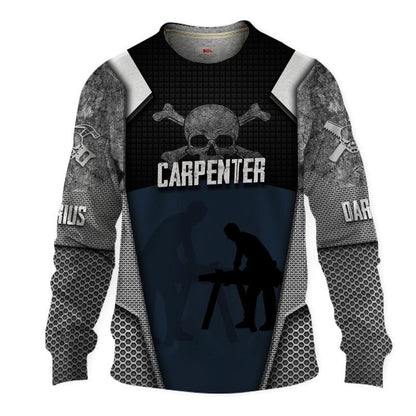 Personalized Name Carpenter 3D All Over Printed Unisex Shirts Metal Skull