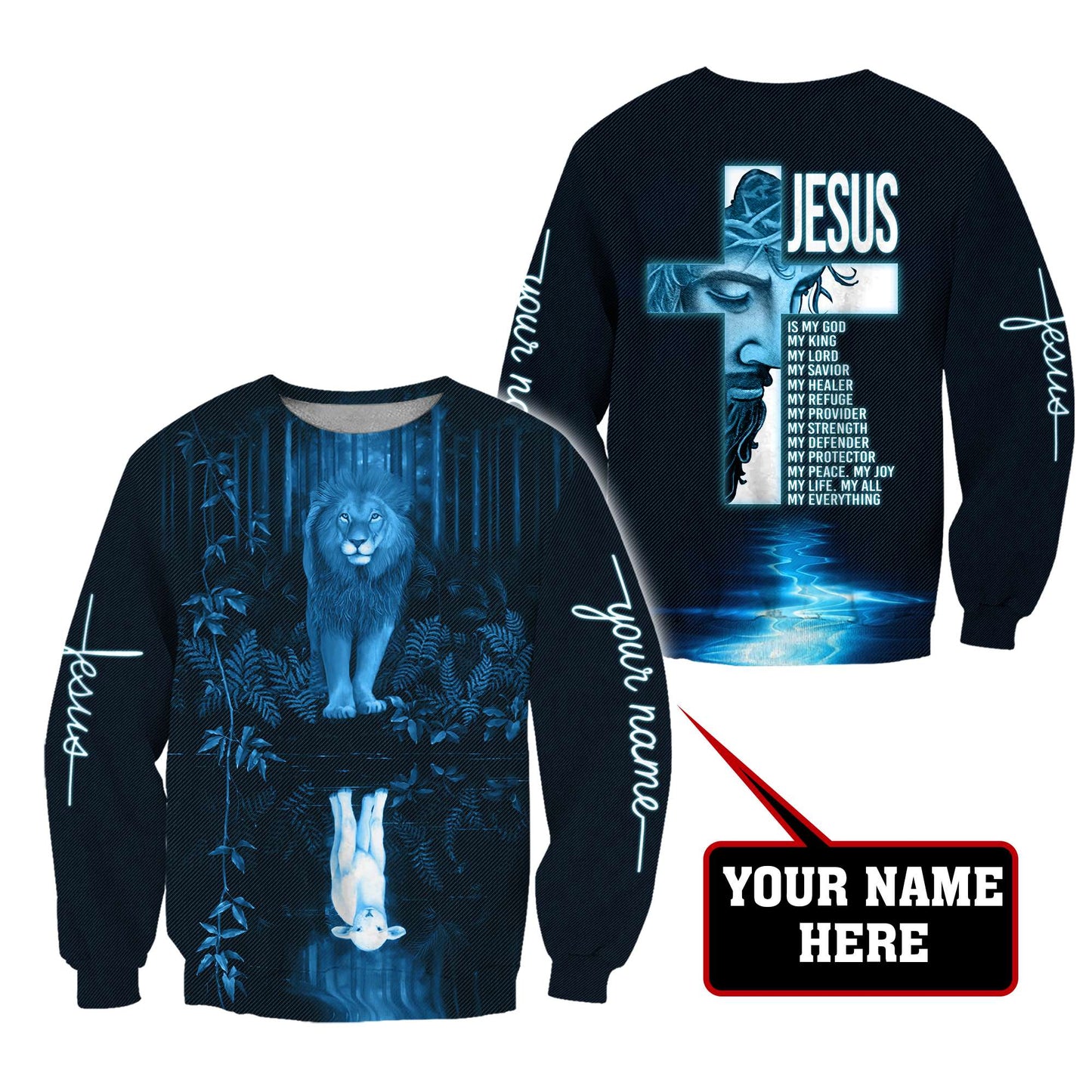 Premium Christian Jesus Lion Easter Personalized Name 3D All Over Printed Unisex Shirts HV
