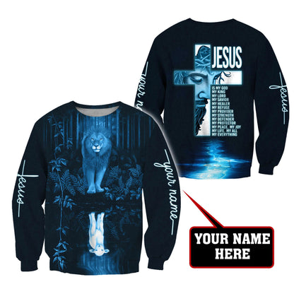 Premium Christian Jesus Lion Easter Personalized Name 3D All Over Printed Unisex Shirts HV