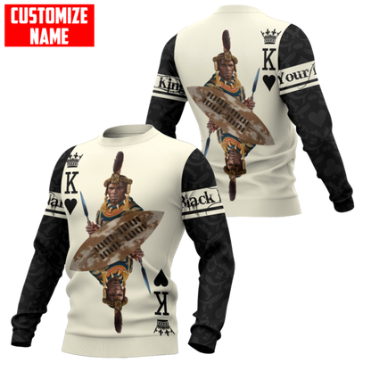 African Culture Black King Zulu Unisex Hoodie ML Personalize Name