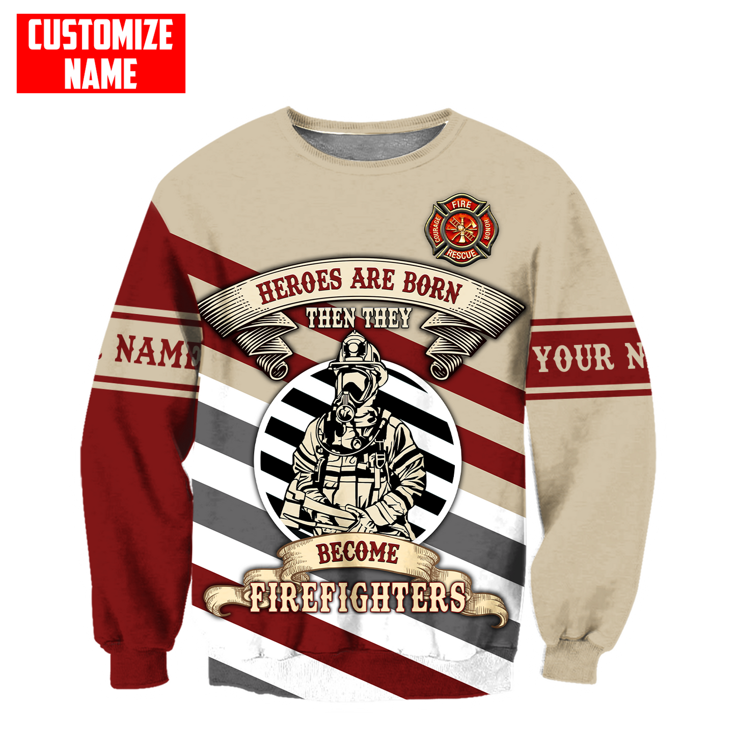 Customize Name Firefighter 3D All Over Printed Unisex Shirts