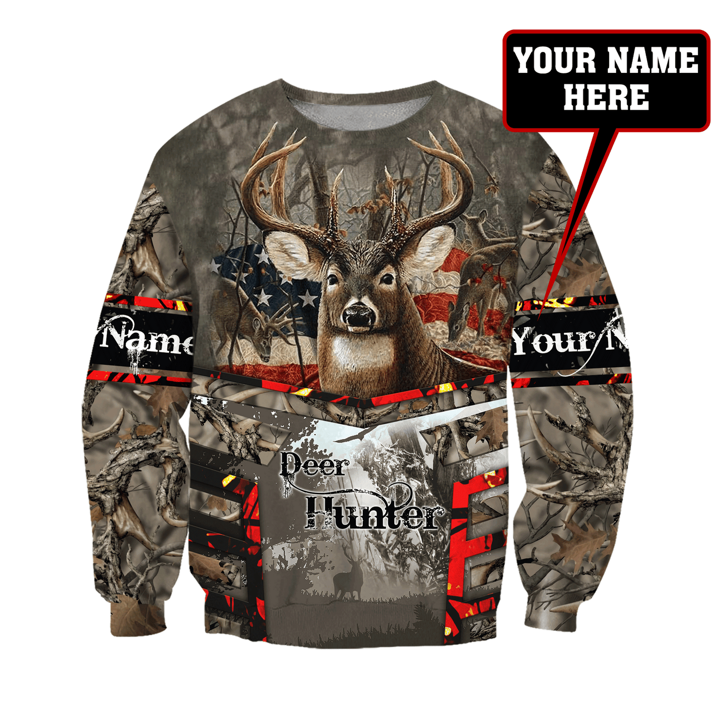 Deer Hunting Personalized Name 3D All Over Printed Shirts