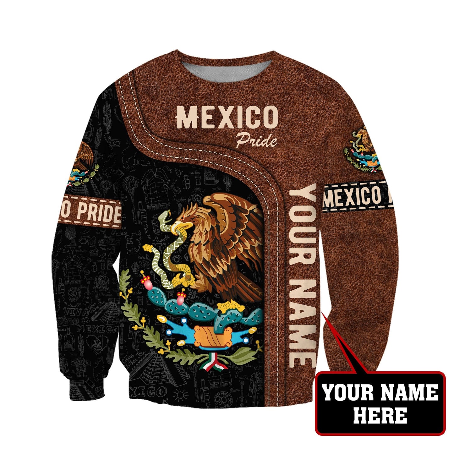 Personalized Name Mexico Pride 3D All Over Printed Unisex Hoodie