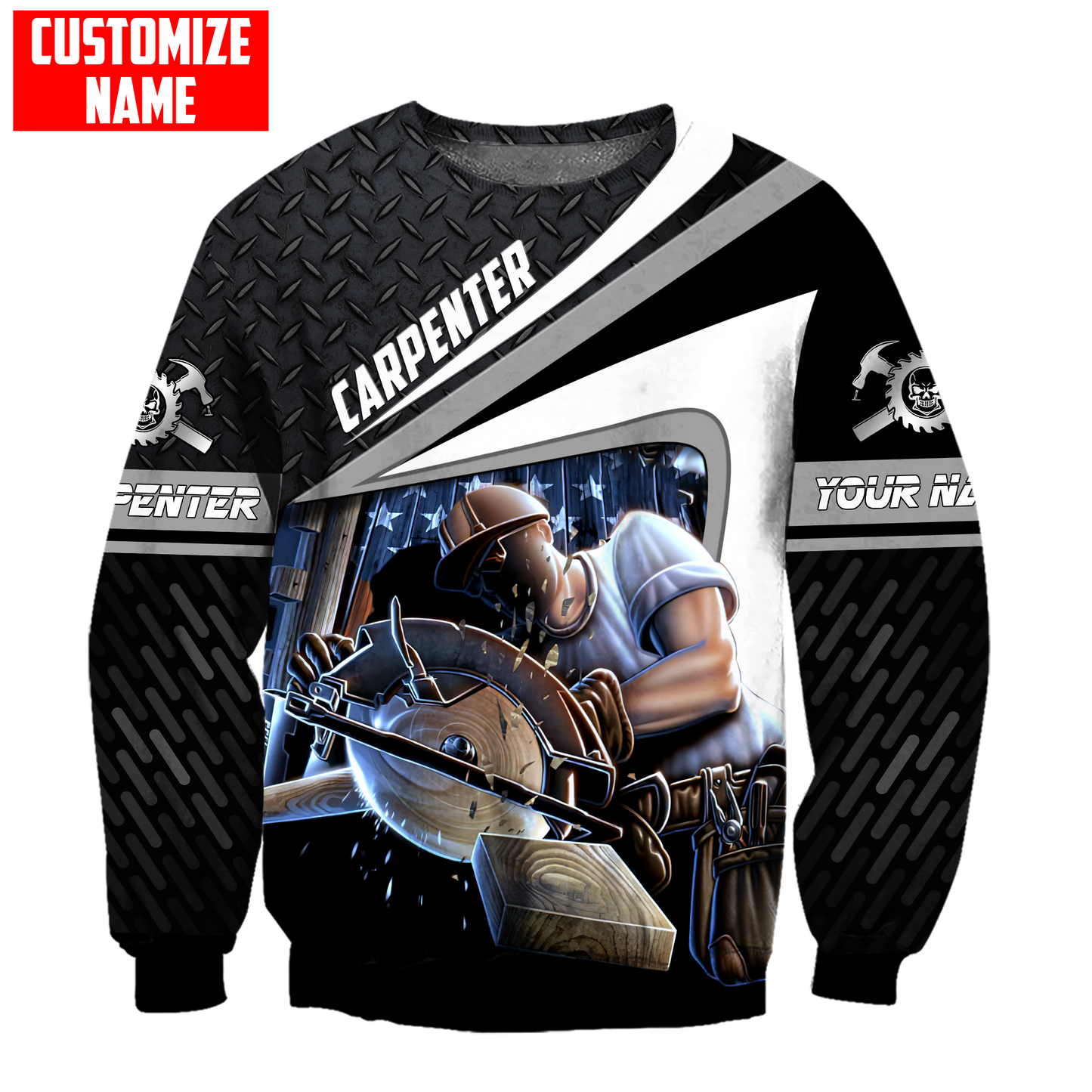 Personalized Name Carpenter 3D All Over Printed Unisex Shirts Metal Pattern Ver6