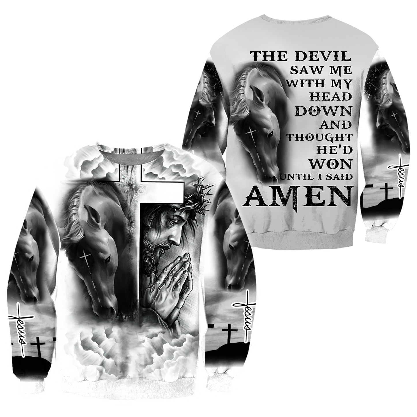 Horse And Jesus 3D All Over Printed Shirts For Men And Women TN
