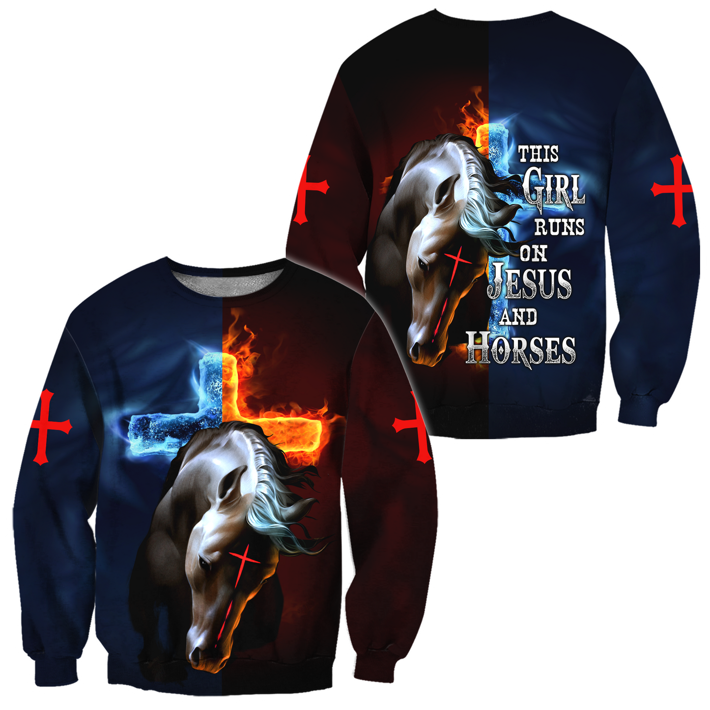 Horse And Jesus 3D All Over Printed Shirts For Men And Women