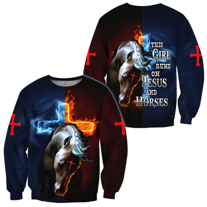 Horse And Jesus 3D All Over Printed Shirts For Men And Women