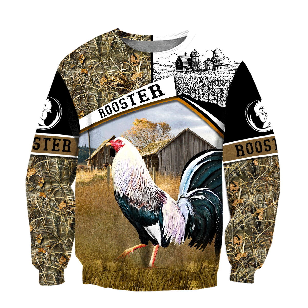 Rooster 3D All Over Printed Unisex Deluxe Hoodie ML
