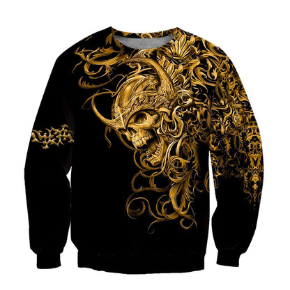 Premium Skull 3D All Over Printed Unisex Shirts Golden Warrior