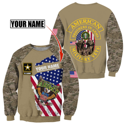 Custom name US Army Veteran Brothers in arms 3D print shirts Proud Military