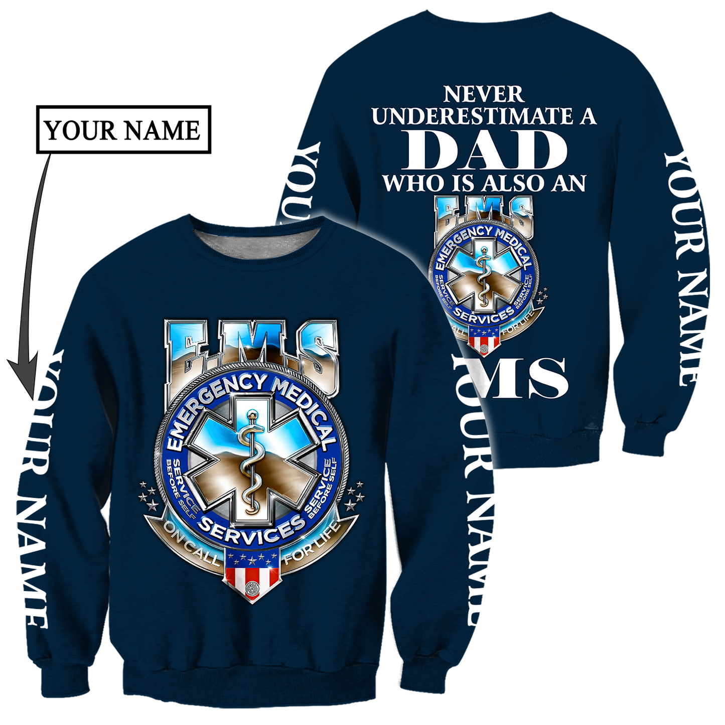 Premium EMS Personalized Name 3D All Over Printed Unisex Shirts