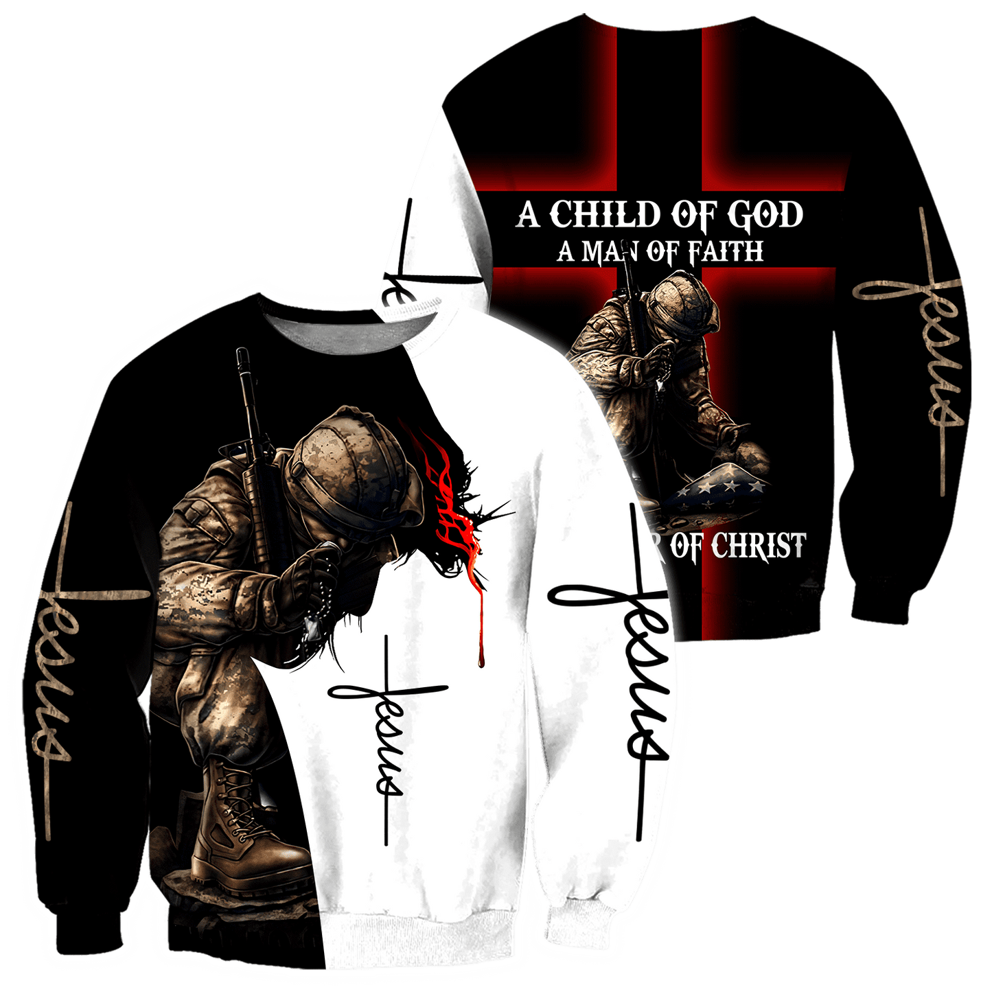 Jesus Christ Veteran 3D Printed Hoodie, T-Shirt for Men and Women