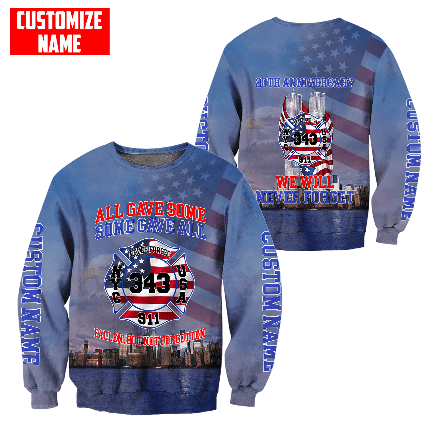 Customize Name Firefighter 3D All Over Printed Unisex Shirts
