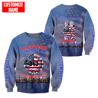 Customize Name Firefighter 3D All Over Printed Unisex Shirts