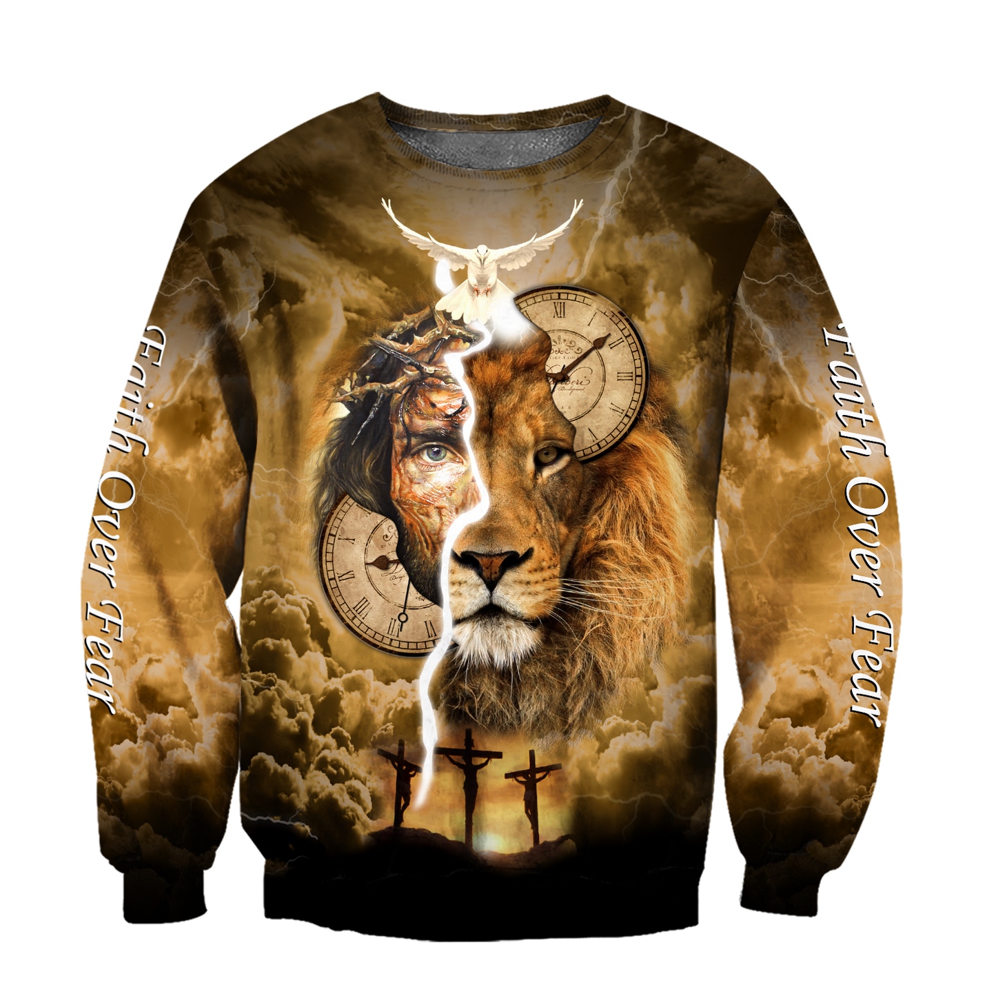 Failth Over Fear Lion Jesus 3D All Over Printed Shirts