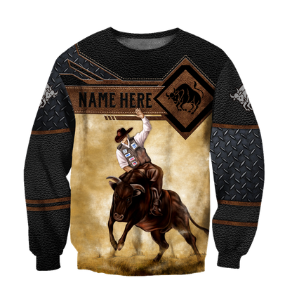 Personalized Name Bull Riding 3D All Over Printed Unisex Shirts Cowboy Up