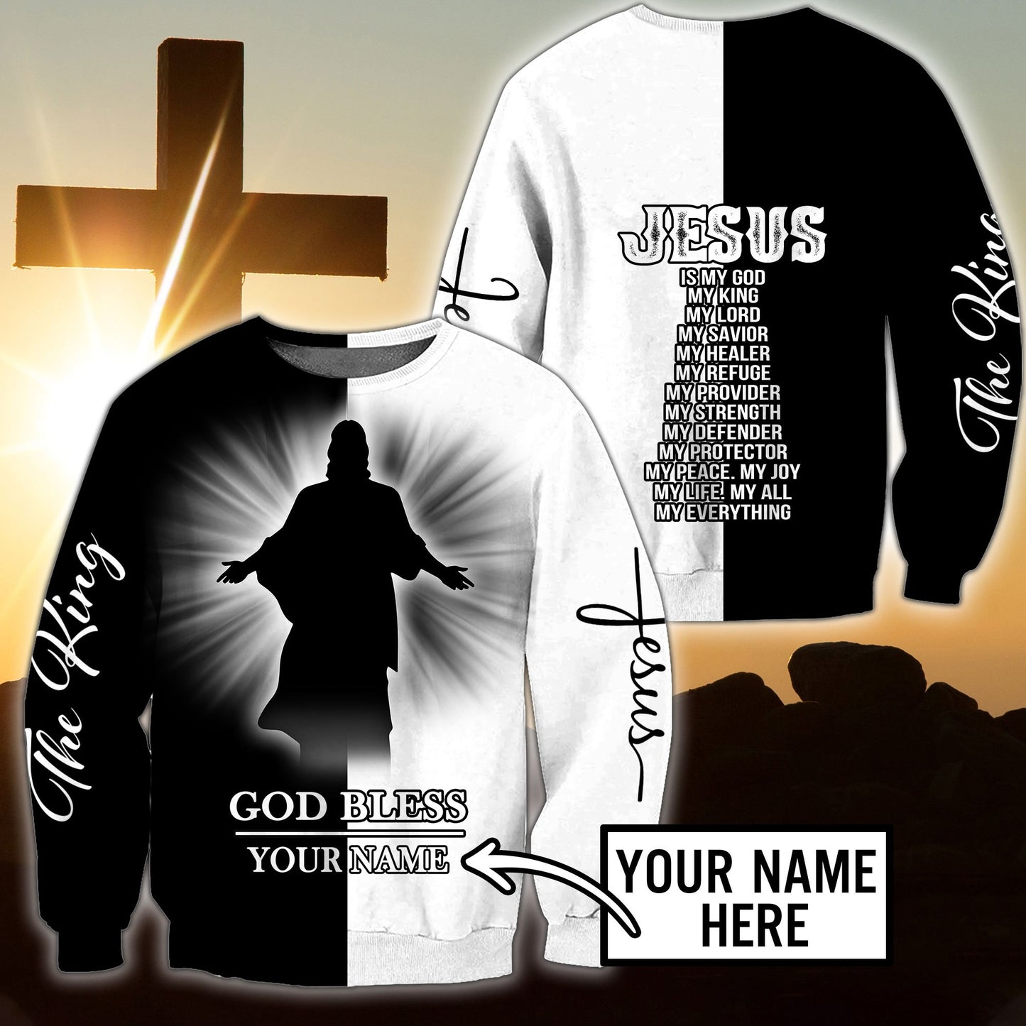 Premium Christian Jesus Personalized Name 3D All Over Printed Unisex Shirts - Amaze Style™-Apparel