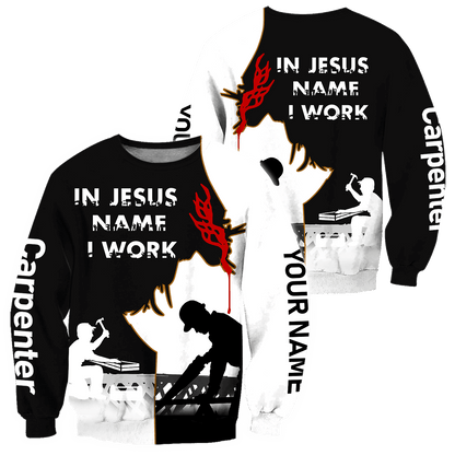 Personalized Name Carpenter 3D All Over Printed Unisex Shirts In Jesus Name I Work