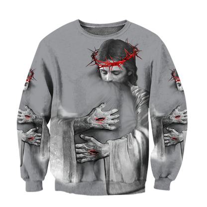 In the Arms of Lord v1 Grey Tone - Christian - 3D All Over Printed Style for Men and Women