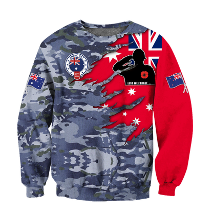Tmarc Tee Anzac day remembrance Kiwi and Australia Navy Camo 3D print shirt