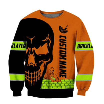 Premium Unisex Hoodie Customize Bricklayer Safety Skull ML