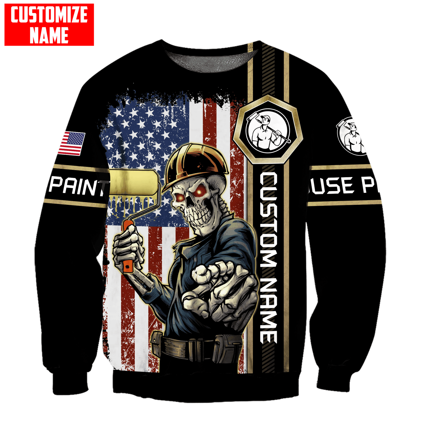 Tmarc Tee Personalized Name American Painter 3D All Over Printed Unisex Shirts Skull