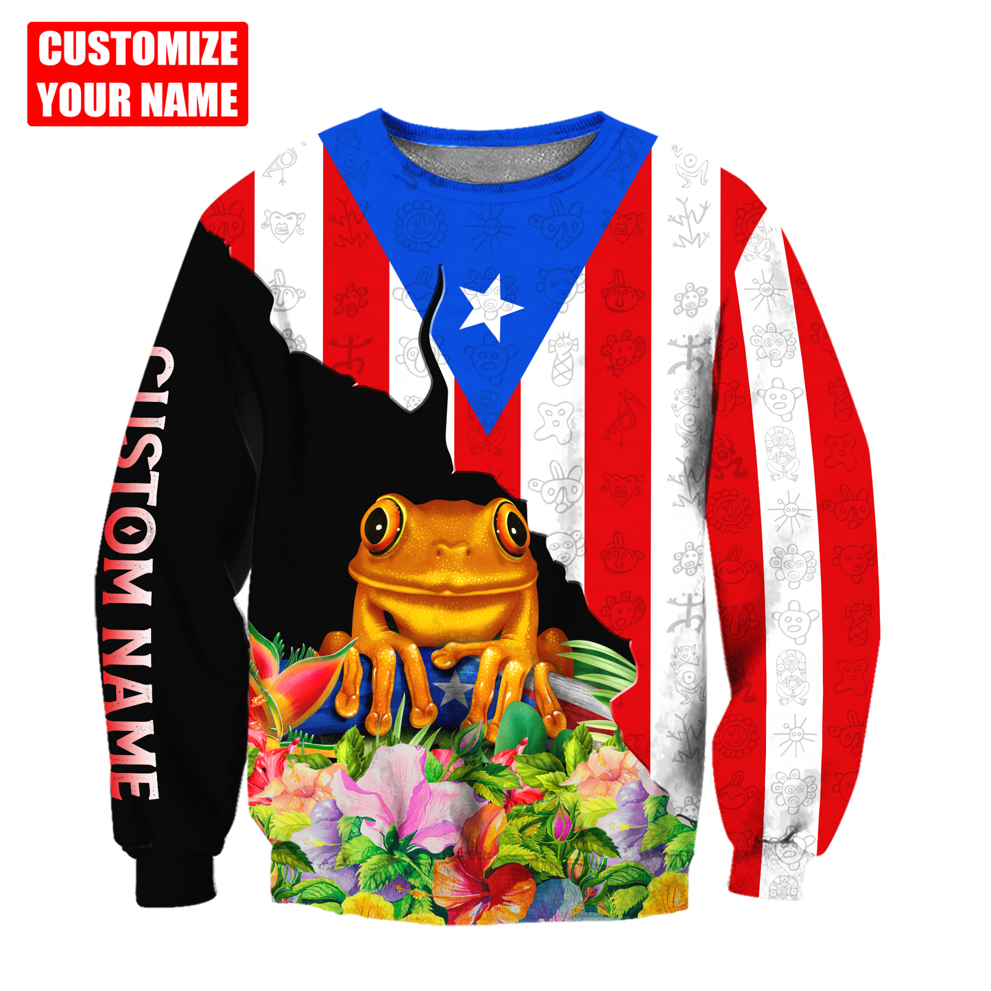 Customize Name Puerto Rico 3D All Over Printed Unisex Shirts