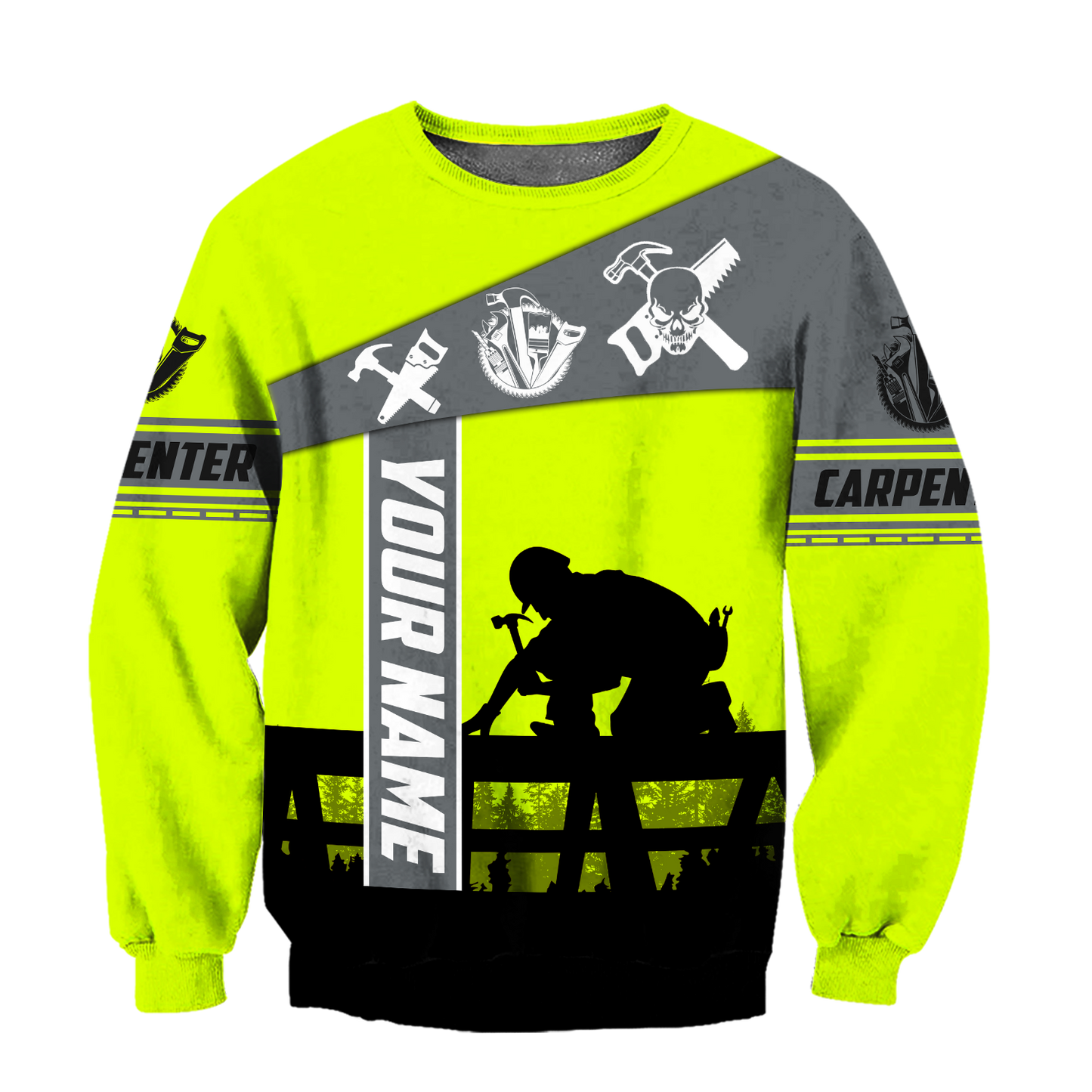 Personalized Name Carpenter 3D All Over Printed Unisex Shirts Green Neon Ver 2