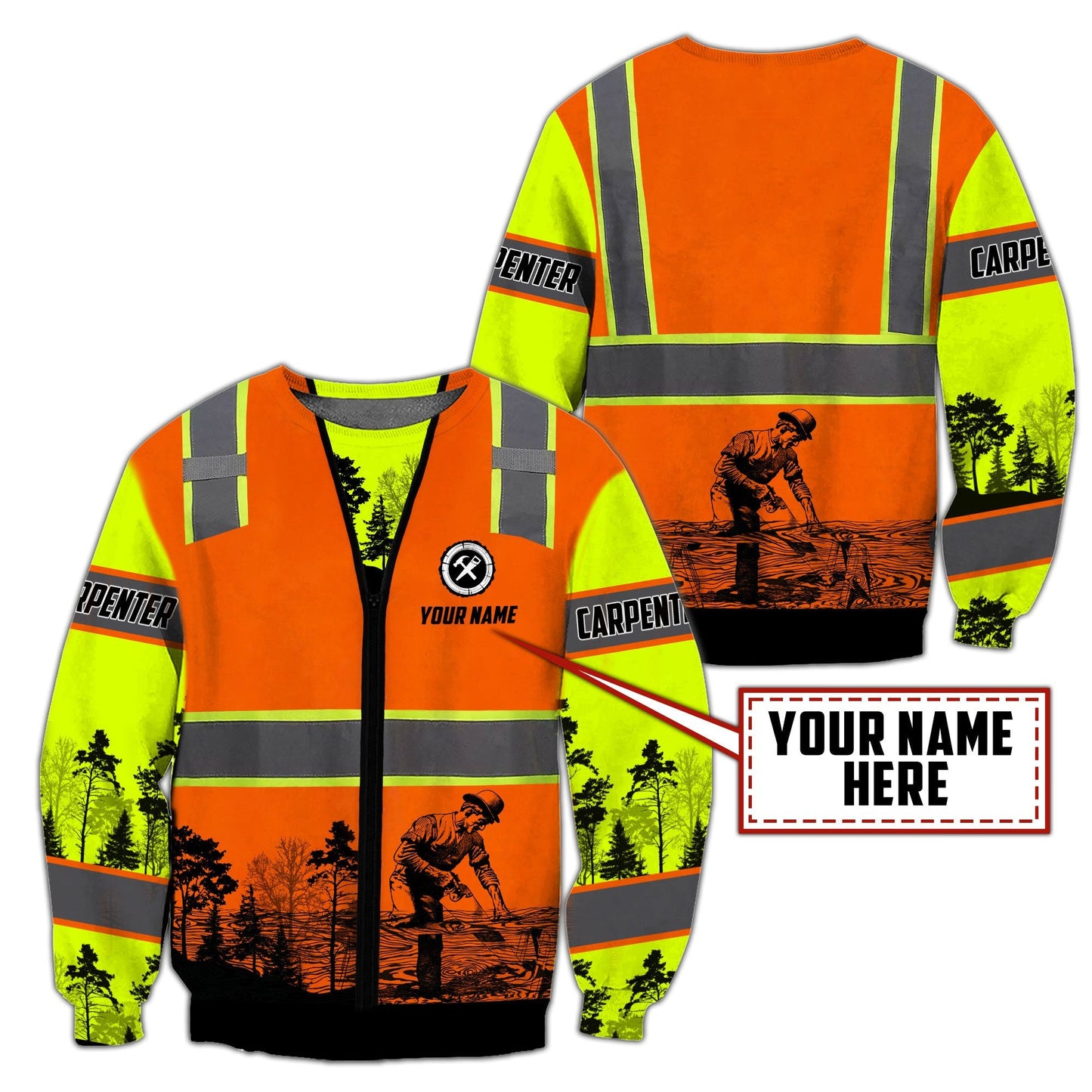 Personalized Name Carpenter 3D All Over Printed Unisex Shirts Safety