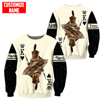 African Culture Black King Zulu Unisex Hoodie ML Personalize Name